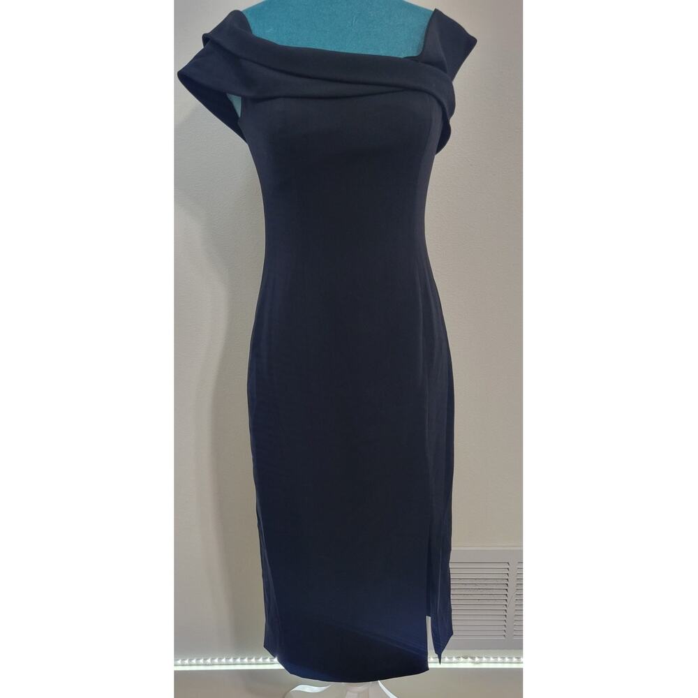 Jay Godfrey Dress Womens Size 2 Midi Black Dress Elegant Formal Sexy Goth Biker
